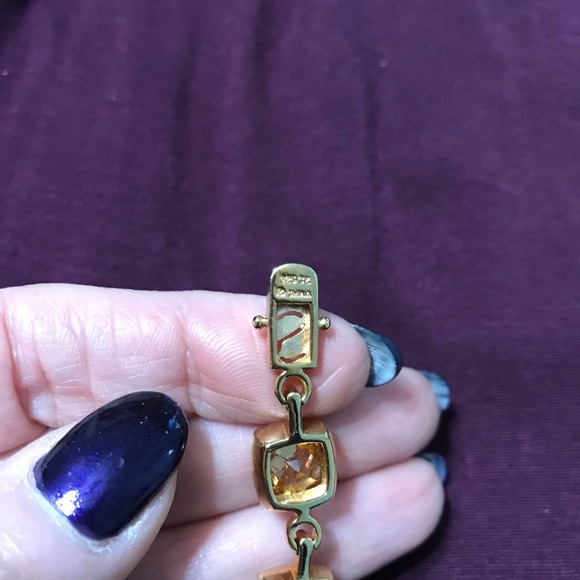 Gold plated sterling silver amber CZ bracelet - Picture 6 of 7